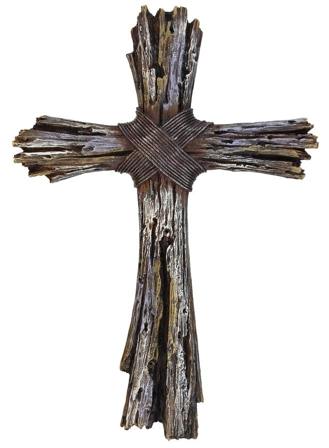 De Leon Collections Rustic Decorative Driftwood Wall Cross - Faux Weathered Wood Rugged Jesus Art - Image 1